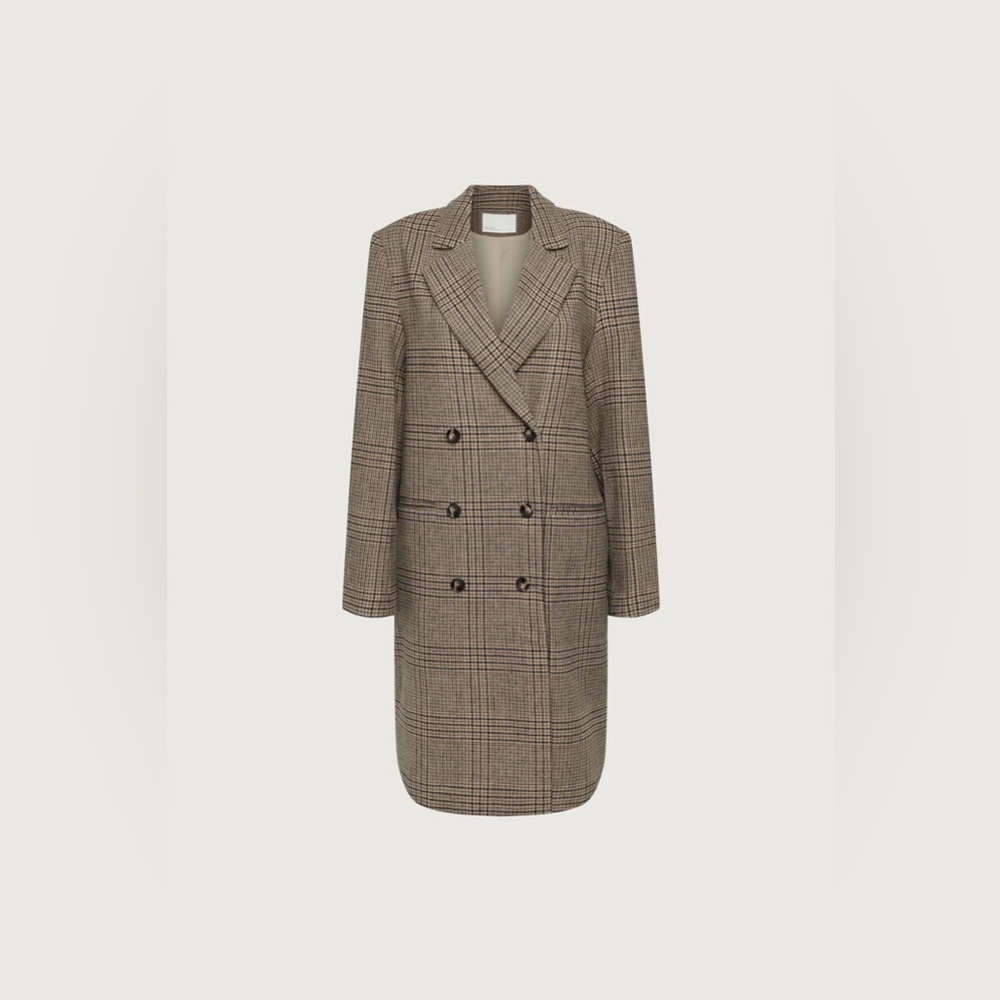 OAK + FORT PLAID WOOL BLEND DOUBLE-BREASTED COAT NWOT - Picture 5 of 8